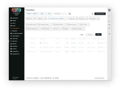 Early exploration: filter chips above the transactions table