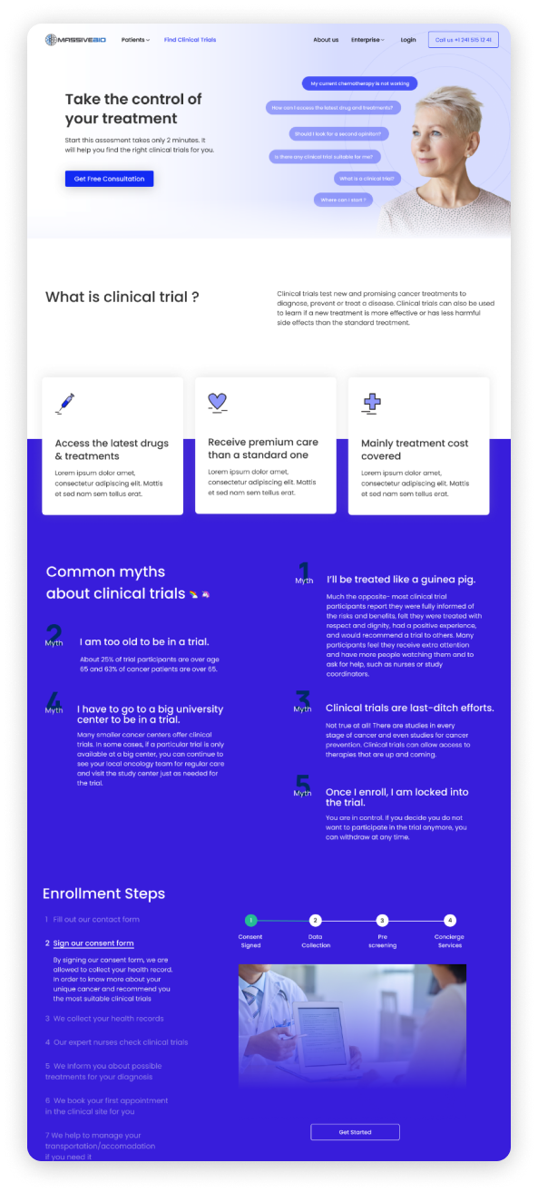 Final design of the Massive Bio clinical trial page