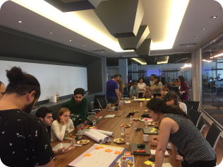 Workshop session around a long table